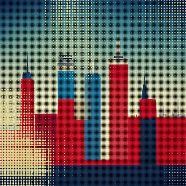 Abstract Cityscape Halftone Dots Background Pop Art Template Texture Vector — Archivo Imágenes Vectoriales