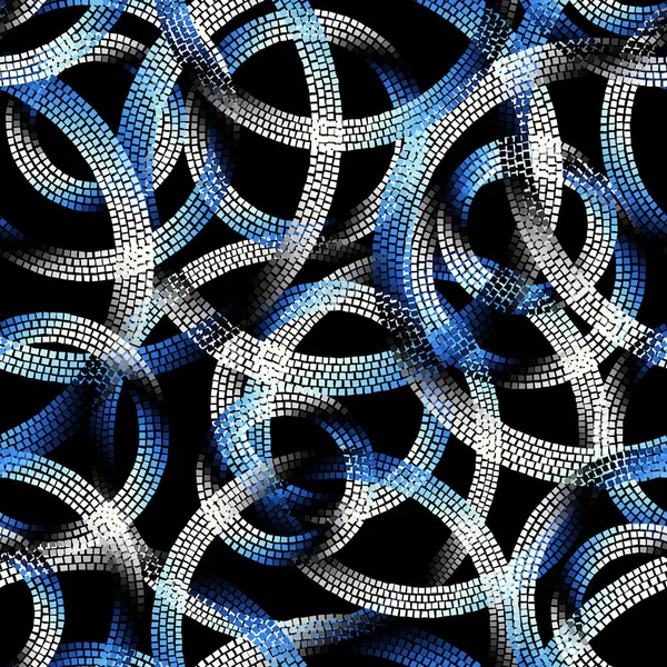 Nahtloses Mosaikmuster Abstrakte Kunst Hintergrund Zufällige Geometrische Kreise Muster Vektorbild — Stockvektor