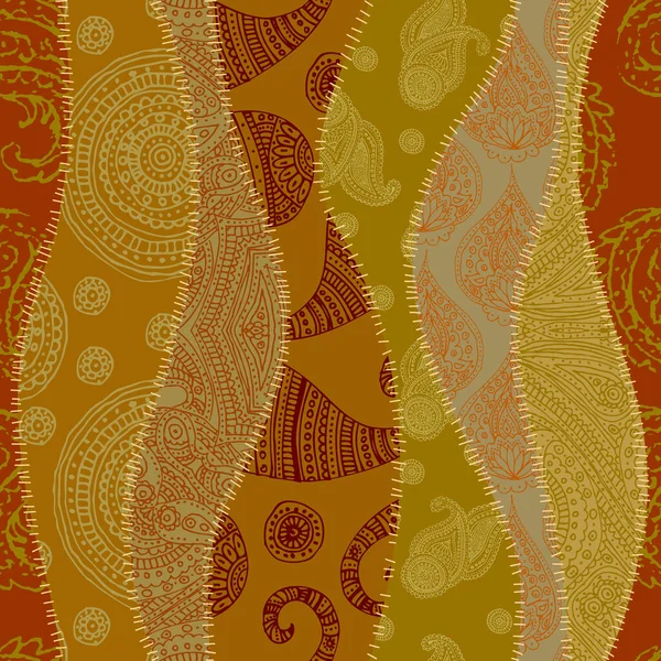 无缝几何抽象图案 纹理拼凑图案 矢量图像 Khaki织物图案 — 图库矢量图片