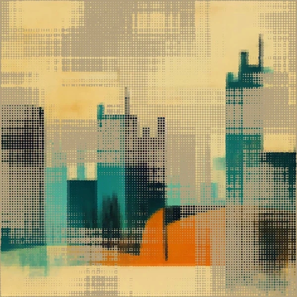 Abstraktes Stadtbild Mit Halbtonpunkten Hintergrund Pop Art Vorlage Textur Vektorillustration — Stockvektor