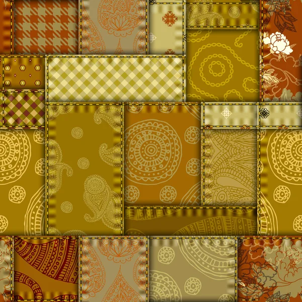 Seamless Geometric Abstract Pattern Textille Patchwork Pattern Vector Image Khaki — стоковый вектор