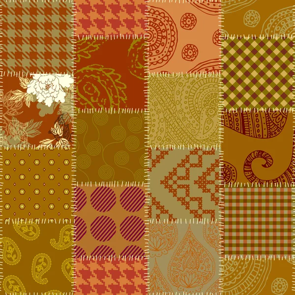 Seamless Geometric Abstract Pattern Textille Patchwork Pattern Vector Image Khaki — Stockvektor