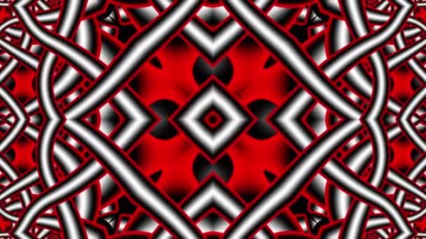 Bewegte Geometrische Formen Transformation Webt Rotes Ornament Nahtlose Looping Aufnahmen — Stockvideo