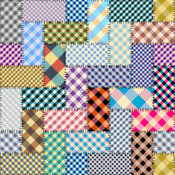 Bezproblémový Geometrický Abstraktní Obrazec Textilní Náplast Vektorový Obraz Ginghamský Kostkovaný — Stockový vektor