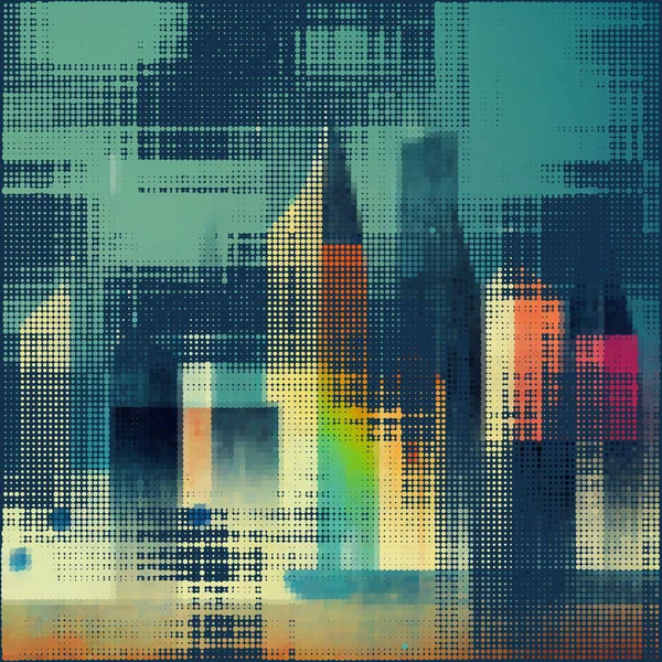 Abstraktes Stadtbild Mit Halbtonpunkten Hintergrund Pop Art Vorlage Textur Vektorillustration — Stockvektor