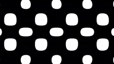 Hareket eden siyah ve beyaz geometrik şekiller. Yarı ton deseni. 4k Kusursuz döngü görüntüsü.
