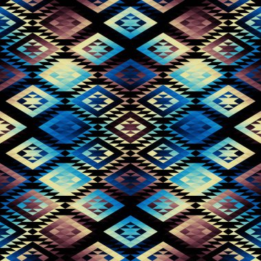 Soyut, dikişsiz fayanssız desen. Üçgen Aztek arka planı. Vektör resmi.