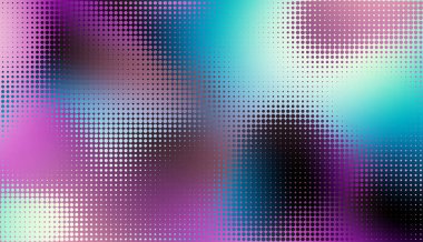 Pop sanatının yarım ton noktalarıyla odaklanmış soyut yatay arkaplan. Herhangi bir tasarım için yumuşak eğimli arkaplan. Vektör resmi.