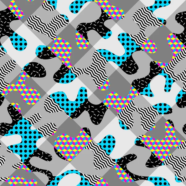 Immagine Vettoriale Senza Cuciture Astratto Pattern Geometrico Stile Pop Art — Vettoriale Stock