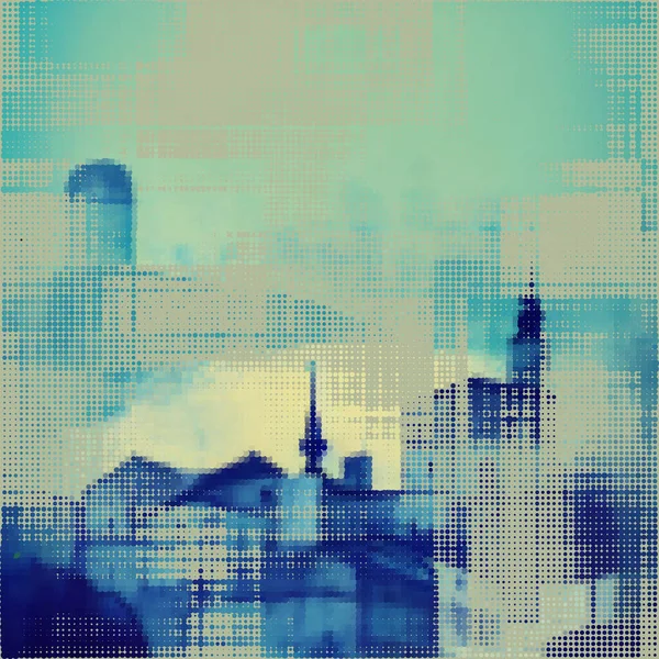 Abstract Cityscape Halftone Dots Background Pop Art Template Texture Vector — Vector de stock