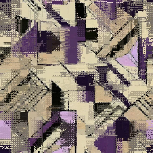 Abstract Seamless Pattern Imitation Grunge Glitch Texture Geometric Suprematism Image — 스톡 벡터