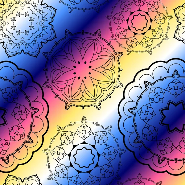 Seamless Background Pattern Abstract Mandala Ornament Vector Image Diagonal Gradient — Stock Vector
