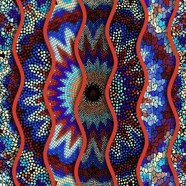 Patrón Arte Mosaico Sin Costuras Fondo Abstracto Mandala Imagen Vectorial — Vector de stock