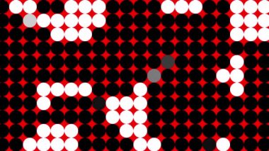 Hareket eden siyah ve beyaz geometrik şekiller. Siyah ve beyaz renkler karışıyor. Kusursuz 4K döngü görüntüsü. Polka nokta soyut video