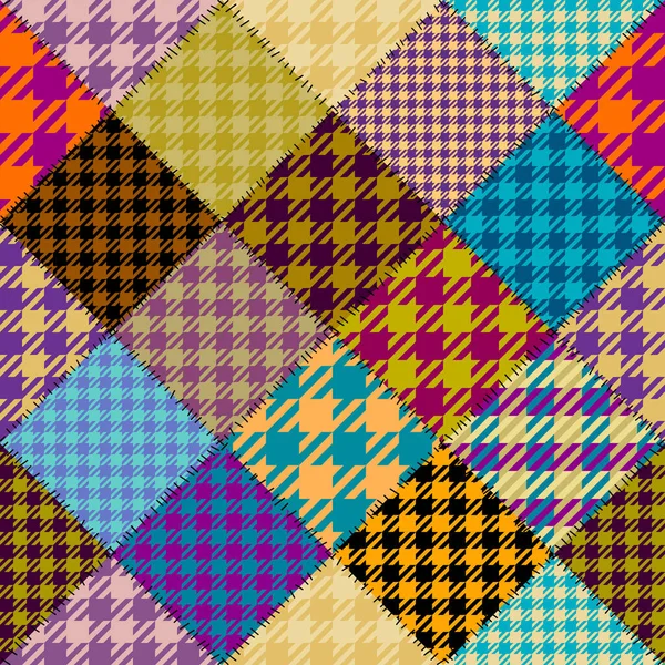 シームレスな幾何学的抽象パターン テキスタイルパッチワークパターン ベクトル画像 ギンガムの演奏パターン — ストックベクタ