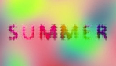 Soyut odaklanmış yatay arkaplan. Herhangi bir tasarım için yumuşak eğimli arkaplan. Summer 'ın yarım tonluk harfleri. Vektör resmi.