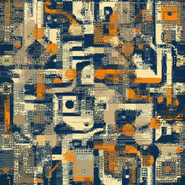 Abstract Seamless Pattern Imitation Grunge Glitch Texture Geometric Suprematism Image — Vetor de Stock