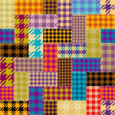 Kusursuz geometrik soyut desen. Tekstil yama kalıbı. Vektör görüntüsü. Kareli kumaş deseni.