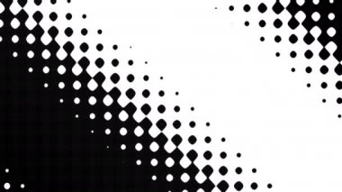 Geometrik arkaplanı dönüştür. Siyah ve beyaz renkler karışıyor. Yarı ton deseni. Kusursuz 4k döngü görüntüsü.