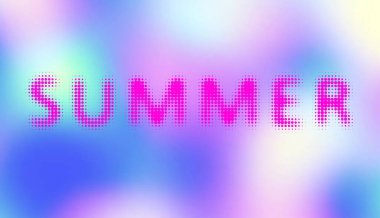 Soyut odaklanmış yatay arkaplan. Herhangi bir tasarım için yumuşak eğimli arkaplan. Summer 'ın yarım tonluk harfleri. Vektör resmi.