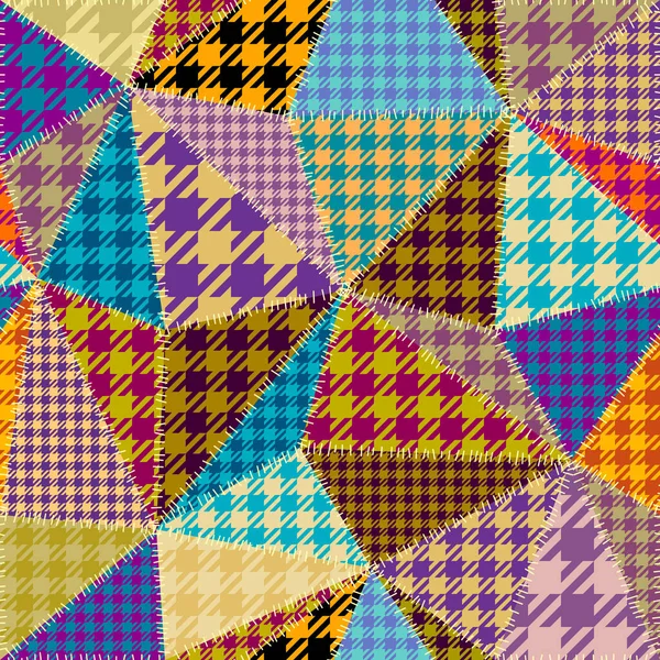无缝几何抽象图案 纹理拼凑图案 矢量图像 金汉格子花图案 — 图库矢量图片