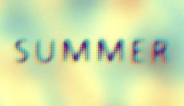 Soyut odaklanmış yatay arkaplan. Herhangi bir tasarım için yumuşak eğimli arkaplan. Summer 'ın yarım tonluk harfleri. Vektör resmi.