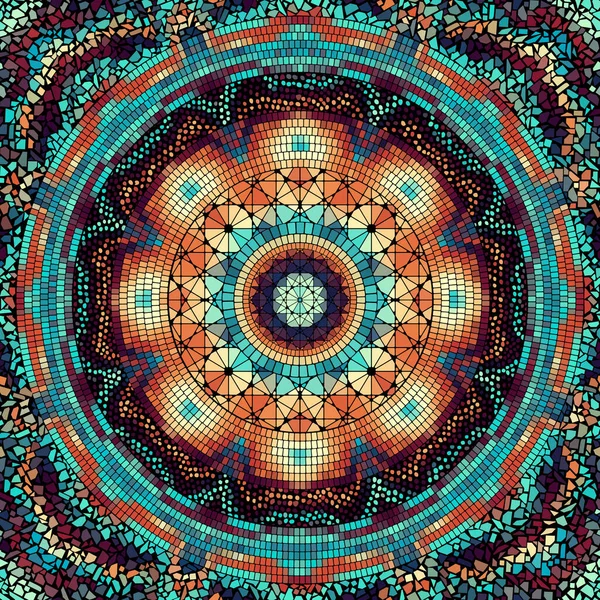 Seamless Mosaic Art Pattern Mandala Art Background Vector Image — Vetor de Stock