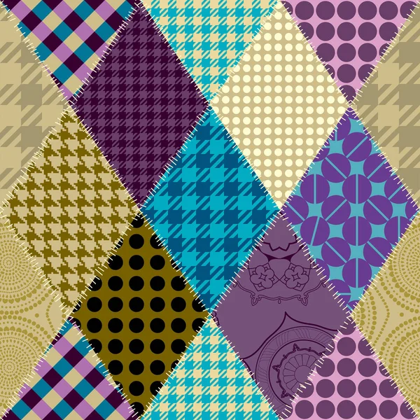 Kusursuz Geometrik Soyut Desen Tekstil Eşkenar Dörtgenleri Yama Kalıpları Vektör — Stok Vektör