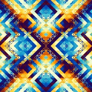 Soyut, dikişsiz fayanssız desen. Üçgen Aztek arka planı. Vektör resmi.