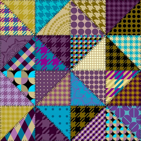 Modèle Abstrait Géométrique Sans Couture Modèle Patchwork Textille Image Vectorielle — Image vectorielle