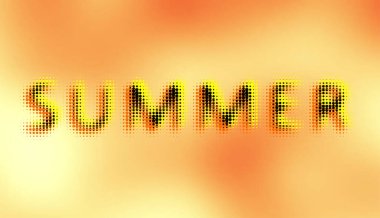 Soyut odaklanmış yatay arkaplan. Herhangi bir tasarım için yumuşak eğimli arkaplan. Summer 'ın yarım tonluk harfleri. Vektör resmi.