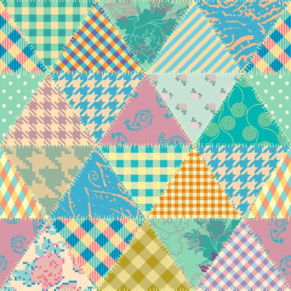 Naadloos Geometrisch Abstract Patroon Patchwork Patroon Van Textiel Vectorbeeld Driehoeken — Stockvector