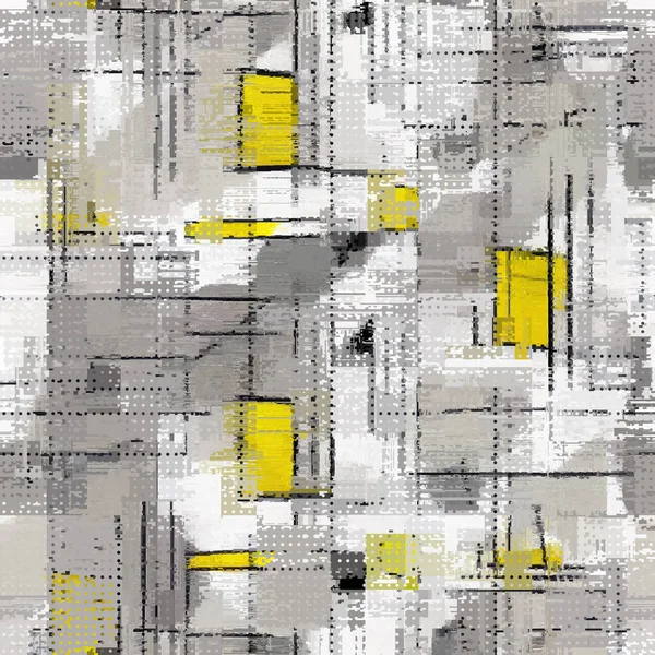 Abstract Seamless Pattern Imitation Grunge Glitch Texture Geometric Suprematism Image — Stok Vektör