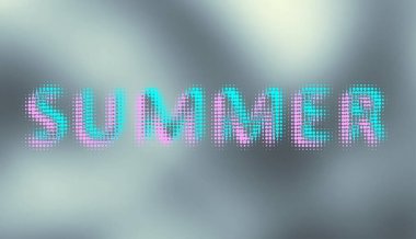 Soyut odaklanmış yatay arkaplan. Herhangi bir tasarım için yumuşak eğimli arkaplan. Summer 'ın yarım tonluk harfleri. Vektör resmi.