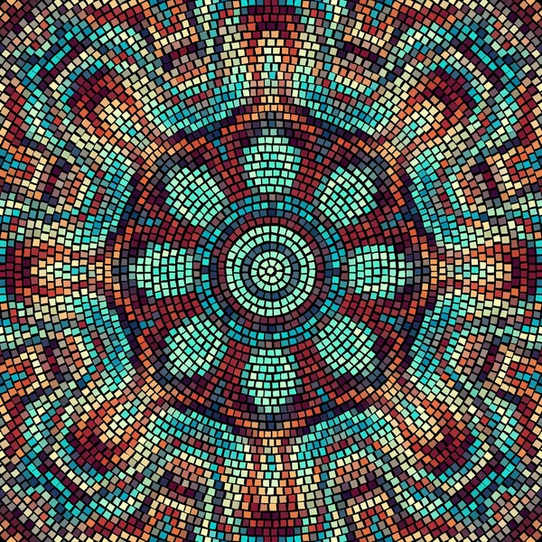 Seamless Mosaic Art Pattern Mandala Art Background Vector Image — Stok Vektör