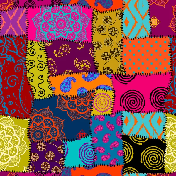 Patrón Abstracto Geométrico Sin Costuras Patrón Retazos Textiles Imagen Vectorial — Vector de stock