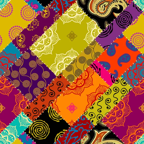 Бесшовный Геометрический Абстрактный Шаблон Текстиль Лоскутной Ткани Векторное Изображение Яркие — стоковый вектор