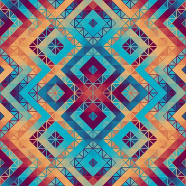 Soyut, dikişsiz fayanssız desen. Üçgen Aztek arka planı. Vektör resmi.