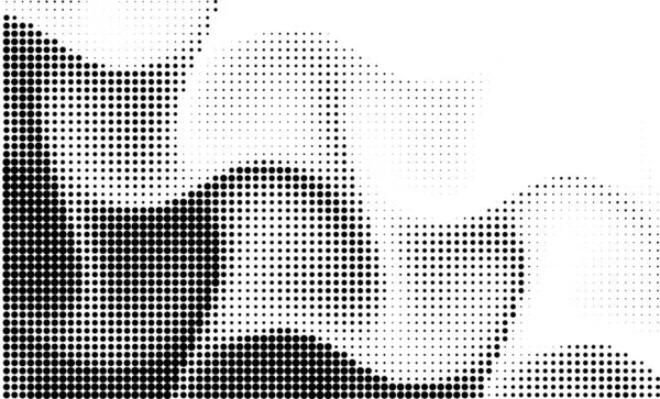 モノクロームの抽象的なグランジハーフトーンドットの背景 ポップアートのテンプレート テクスチャ 水平ベクトル図 白い背景の大きな波 — ストックベクタ