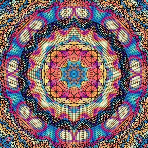 Seamless Mosaic Art Pattern Mandala Art Background Vector Image — Vettoriale Stock