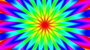 Soyut ışınlar dönüştürülüyor. 4K kusursuz döngü görüntüsü. Sonsuz dönüşüm çemberi. Parlayan ışınlar. RGB spektrum renkleri