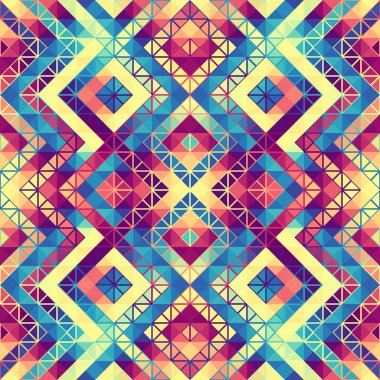 Soyut, dikişsiz fayanssız desen. Üçgen Aztek arka planı. Vektör resmi.