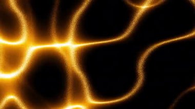 4k 'lık soyut döngü videosu. Döngü oynatmak için kusursuz soyut dalgalı psikedelik arkaplan. Siyah arkaplanda altın neon dalgaları.