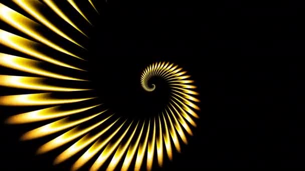 無限の回転未来のスパイラル シームレスなループ映像 抽象的ならせん 黒い背景の金の螺旋 — ストック動画