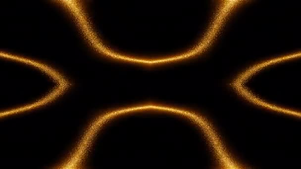 抽象循环4K视频 无缝隙的抽象波状迷幻背景音乐 用于循环播放 黑色背景上的金色霓虹灯波 — 图库视频影像