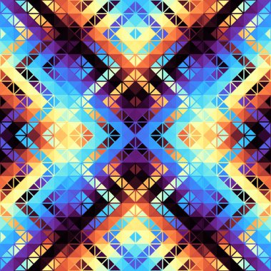 Soyut, dikişsiz fayanssız desen. Üçgen Aztek arka planı. Vektör resmi.