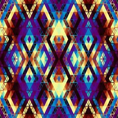 Soyut, dikişsiz fayanssız desen. Üçgen Aztek arka planı. Vektör resmi.