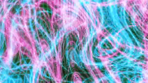 抽象循环4K视频 无缝隙的抽象波状迷幻背景音乐 用于循环播放 黑色背景上的霓虹灯波 — 图库视频影像