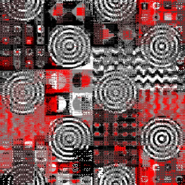 Abstract Seamless Pattern Imitation Grunge Glitch Texture Geometric Suprematism Image —  Vetores de Stock