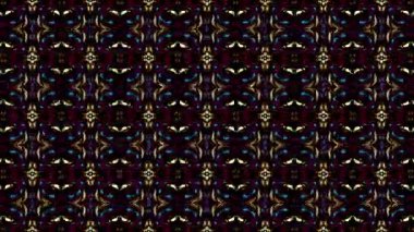 Moving geometric shapes. Symmetric tribal abstract pattern. Seamless 4k looping footage.